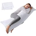 Large Body Pillow Insert- Breathable Full Body Pillow for Side Sleeper - Soft Long Bed Pillow for Adults - (20 x 54 inch) (White)