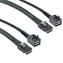 H!Fiber.com 2 Pack 12G Internal Mini SAS HD SFF-8643 to SFF-8087 Cable, 0.8m, 36 Pin, with Sideband, 100 Ohm, Flexible, Support RAID, PCIE Controller, 0.8-Meter(2.6ft)