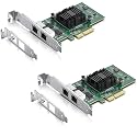 H!Fiber 2 Pack Gigabit 2 Port NIC with Intel I350 Chip, 1Gb Network Card Compare to Intel I350-T2 NIC, Dual RJ45 Ports, PCI Express X4, Ethernet Card with Low Profile for Windows/Windows Server/Linux