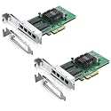 H!Fiber 2 Pack Gigabit 4 Port NIC with Intel I350 Chip, 1Gb Network Card Compare to Intel I350-T4 NIC, Quad RJ45 Ports, PCI Express X4, Ethernet Card with Low Profile for Windows/Windows Server/Linux