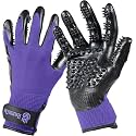 H HANDSON Pet Grooming Gloves - Patented #1 Ranked, Award Winning Shedding, Bathing, &amp; Hair Remover Gloves - Gentle Brush for Cats, Dogs, and Horses (Purple, Small)