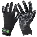 H HANDSON Pet Grooming Gloves - Patented #1 Ranked, Award Winning Shedding, Bathing, &amp; Hair Remover Gloves - Gentle Brush for Cats, Dogs, and Horses (Black, Small)