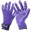 H HandsOn Pet Grooming Gloves - Patented #1 Ranked, Award Winning Shedding, Bathing, & Hair Remover Gloves - Gentle Brush for Cats, Dogs, and Horses (Mono Purple, Junior)