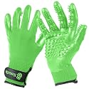 H HANDSON Pet Grooming Gloves - Patented #1 Ranked, Award Winning Shedding, Bathing, & Hair Remover Gloves - Gentle Brush for Cats, Dogs, and Horses (Mono Green, Junior)