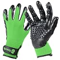 H HANDSON Pet Grooming Gloves - Patented #1 Ranked, Award Winning Shedding, Bathing, &amp; Hair Remover Gloves - Gentle Brush for Cats, Dogs, and Horses (Green, Junior)