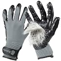 H HANDSON Pet Grooming Gloves - Patented #1 Ranked, Award Winning Shedding, Bathing, &amp; Hair Remover Gloves - Gentle Brush for Cats, Dogs, and Horses (Grey, Medium)