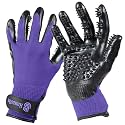 H HANDSON Pet Grooming Gloves - Patented #1 Ranked, Award Winning Shedding, Bathing, &amp; Hair Remover Gloves - Gentle Brush for Cats, Dogs, and Horses (Purple, Large)