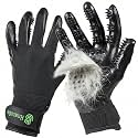 H HANDSON Pet Grooming Gloves - Patented #1 Ranked, Award Winning Shedding, Bathing, &amp; Hair Remover Gloves - Gentle Brush for Cats, Dogs, and Horses (Black, Medium)