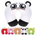 H HOMEWINS Travel Pillow for Kids,Cute Animal Neck Pillow for Boys Girls,Soft Neck Head Chin Support Pillow,Travel Accessories for Airplane, Car, Train,Recline (Big Eyes Panda)