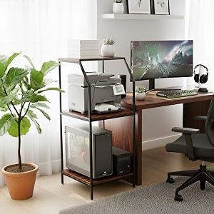 hsea sseries 3-tier premium cpu printer ups stand  universal storage rack  5560120 cm equipment organizer  150 kg capacity  battery inverter cpu stand printer storage pine wood pro