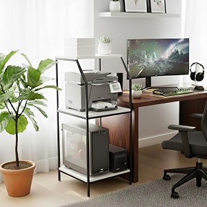 hsea sseries 3-tier premium cpu printer ups stand  universal storage rack  5560120 cm equipment organizer  150 kg capacity  battery inverter cpu stand printer storage off white pro