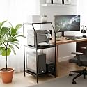 h.sea Sseries 3-Tier Premium CPU Printer UPS Stand | Universal Storage Rack | 55×60×120 cm Equipment Organizer | 150 Kg Capacity | Battery Inverter CPU Stand Printer Storage (Clean Black, Pro)