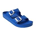 H2K Women's Lightweight Comfort Slides Adjustable Double Buckle Platform Sandals Buddy2