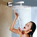 Mirror 4 * 4 Stainless Steel Straight Ultra Slim High Pressure Rainfall Shower Head for bathroom With 12 inch Arm Fit (Pack of 1).