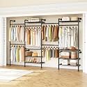 H4 Wall Mounted Closet System, Expandable Industrial Pipe Clothing Rack