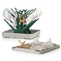 haakaa Portable Baby Bottle Drying Rack with Tray,Foldable Space Saving Bottle Drying Tree for Bottles/Pump Parts/Pacifiers,Easy-Store Dryer Rack Great for Travel & Home, BPA Free (Green)