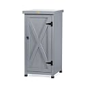 HABAU Outdoor Storage Cabinet for Patio, Garden Potting Bench Table with Shelves & Metal-Tabletop, Wooden Planting Work Station, Weatherproof