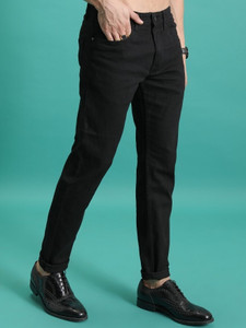 Habbit Men Slim Mid Rise Black Jeans