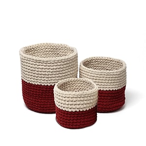 habere india-all the cultures fabricating india jute crochet basket  designer baskets for clothes storage  shelves organiser  jute planter basket wine amp cream 3 piece set 6 amp 8 amp 10 inches