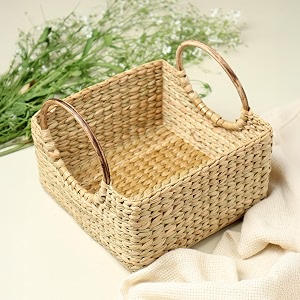 habere india-all the cultures fabricating india jute storage baskets  cane or bamboo basket  wicker baskets as gift hamper basketwardrobe basket beige rectangular 20  20  12 cm
