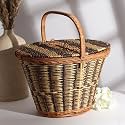 Habere India-All the Cultures Fabricating India Wicker Baskets for Lunch | Wicker Picnic Basket with Top Handle | Morden Picnic Basket, Brown (Oval : L50 X W37 X H34 cm)