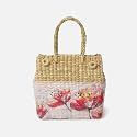 Habere India-All the Cultures Fabricating India Picnic Baskets | Lunch Basket | Wicker Gift Hamper| Seagrass Picnic Basket | Jute Tiffin Tote Bag - Rectangular, Multi (Design 05- L28 x W20 x H28 cm)