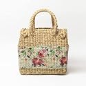 Habere India-All the Cultures Fabricating India Picnic Gift Baskets/Decorative Clothes Storage Baskets-Perfect Alternative to Wicker Storage Basket (Natural Straw/Dry Grass/Kouna Grass, Multi Colour)