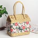 Habere India-All the Cultures Fabricating India Rectangular Picnic Baskets|Lunch Basket|Cane Or Jute Basket|Cane Basket For Gifting|Wicker Baskets (Multi Colour 1)