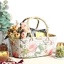 Habere India-All the Cultures Fabricating India Wicker Hamper Basket | Bamboo Basket | Cane Gift Hamper Baskets | Seagrass Shelf Organiser | Decorative Fruit Baskets (Design 17; L33 x W19 x H15 cm)