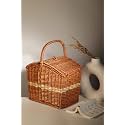 Habere India-All the Cultures Fabricating India Wicker Basket for Lunch | Picnic Baskets With Top Handle | Morden Picnic Baskets | Brown Rectangular Basket (M) - 33 * 23 * 30 cm)