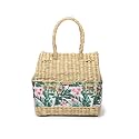 Habere India-All the Cultures Fabricating India Picnic Baskets | Lunch Basket | Wicker Gift Hamper| Seagrass Picnic Basket | Jute Tiffin Tote Bag - Rectangular, Multi (Design 03- L28 x W20 x H28 cm)