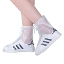 Hacer Boot Cover with Zipper Drawstrings Non Slip Rain Shoe Covers Waterproof Reusable Galoshes for Rainy Snowy Outdoor Sports Hiking Camping Travel - (Pair of 1, Transparent, Size-XXL)