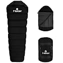 Hacer Camping Sleeping Bag +7° to +15° Open Comforter & Mattress Winter 190T Polyester Nylon Lining Mummy Shape Bags for Daily Travelling Hiking Adventure Trekking Adults Baby Men & Women (Black)
