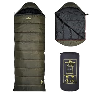 hacer hc-1000 3in1 camping sleeping bag open comforter amp mattress 8 degree winter 210t polyester lining hiking trekking bags for baby adults men amp women 7ft 8c to 12c 1kg