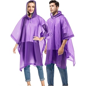 hacer eva poncho raincoat transparent hooded waterproof rain jacket with sleeves standard length free size for women39s men camping rainy season travel - purple