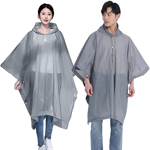 hacer eva raincoat poncho 70 gsm with adjustable hood full sleeves knee length unisex universal size waterproof outdoor rainwear for camping trekking hiking men and women pack of 1 grey