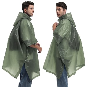 hacer eva raincoat poncho 70 gsm with adjustable hood full sleeves knee length unisex universal size waterproof outdoor rainwear for camping trekking hiking men and women pack of 1 olive green