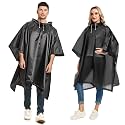 HACER EVA Raincoat Poncho 70 GSM with Waterproof Rain Coat Adjustable Hood Full Sleeves Knee Length Unisex Universal Size Outdoor Rainwear for Camping Trekking Hiking Men and Women (Pack of 1, Black)