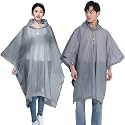 HACER EVA Raincoat Poncho 70 GSM with Adjustable Hood Full Sleeves Knee Length Unisex Universal Size Waterproof Outdoor Rainwear for Camping Trekking Hiking Men and Women (Pack of 1, Grey)