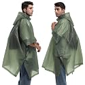 HACER EVA Raincoat Poncho 70 GSM with Adjustable Hood Full Sleeves Knee Length Unisex Universal Size Waterproof Outdoor Rainwear for Camping Trekking Hiking Men and Women (Pack of 1, Olive Green)