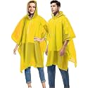 HACER EVA Waterproof Raincoat Transparent Hooded Poncho Rain Jacket with Sleeves for Women Men Camping Rainy Season Travel (Color-Yellow)