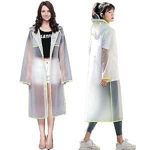 hacer eva raincoat transparent reusable waterproof rainsuit with hood for women men 2xl parrot green