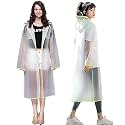 HACER EVA Raincoat Transparent Reusable Waterproof with Adjustable Hood and Sleeves for Women and Men (Large, Parrot Green)