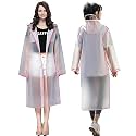 HACER EVA Raincoats Transparent Reusable Waterproof with Hood and Sleeves for Women Men Camping Rainy Season Travel (XL, Pink)