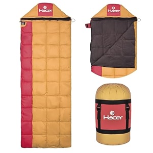 hacer kanchanjunga 3in1 camping sleeping bag open like comforter amp mattress -10 degree winter nylon lining hiking trekking for adults baby men amp women 72ft yellow amp maroon -10c to 0c 25 kg