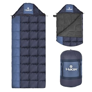 hacer kanchanjunga 3in1 camping sleeping bag open like comforter amp mattress -10 degree winter nylon lining hiking trekking bags for adults baby men amp women 72ft black amp blue -10c to 0c 25 kg