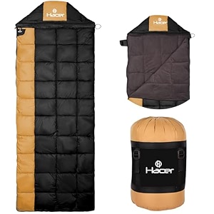 hacer kanchanjunga 3in1 camping sleeping bag open like comforter amp mattress -10 degree winter nylon lining hiking trekking for adults baby men amp women 72ft black amp mustard -10c to 0c 25 kg