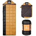 Hacer Kanchanjunga 3in1 Camping Sleeping Bag Open Like Comforter &amp; Mattress -10 Degree Winter Nylon Lining Hiking Trekking for Adults Baby, Men &amp; Women (7.2ft, Mustard &amp; Black, -10°C to 0°C, 2.5 kg)