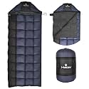 Hacer Kanchanjunga 3in1 Camping Sleeping Bag Open Comforter &amp; Mattress -10 Degree Winter Nylon Lining Hiking Trekking Bags for Adults Baby, Men &amp; Women (7.2ft, Navy Blue &amp; Black, -10°C to 0°C, 2.5 kg)