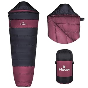 hacer khardunga la camping sleeping bag with secret pocket mummy shape 210t polyester 6 to 15 degree winter hiking trekking travelling for baby adults men amp women 7 ft 12 kg maroon amp black